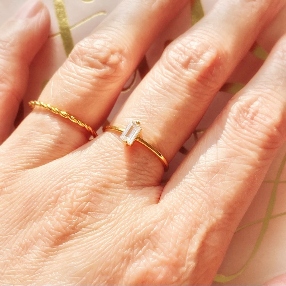 Dainty Twist Gold Plated 925 Simple Stacking Ring - Picture 5 of 6